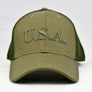 "U.S.A" Olive Embroidered in Olive Green